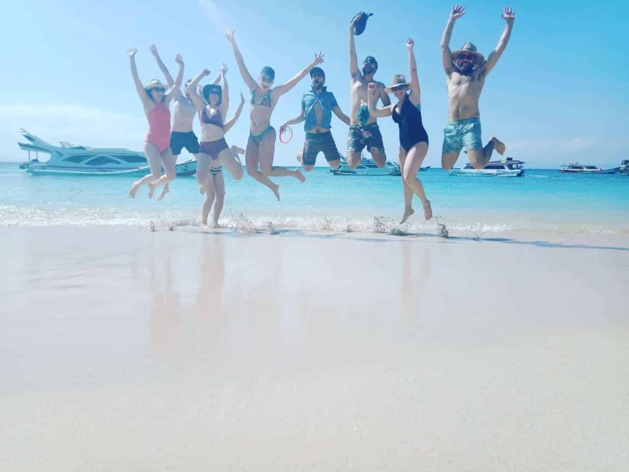 Pink beach scenic shoreline in East Lombok