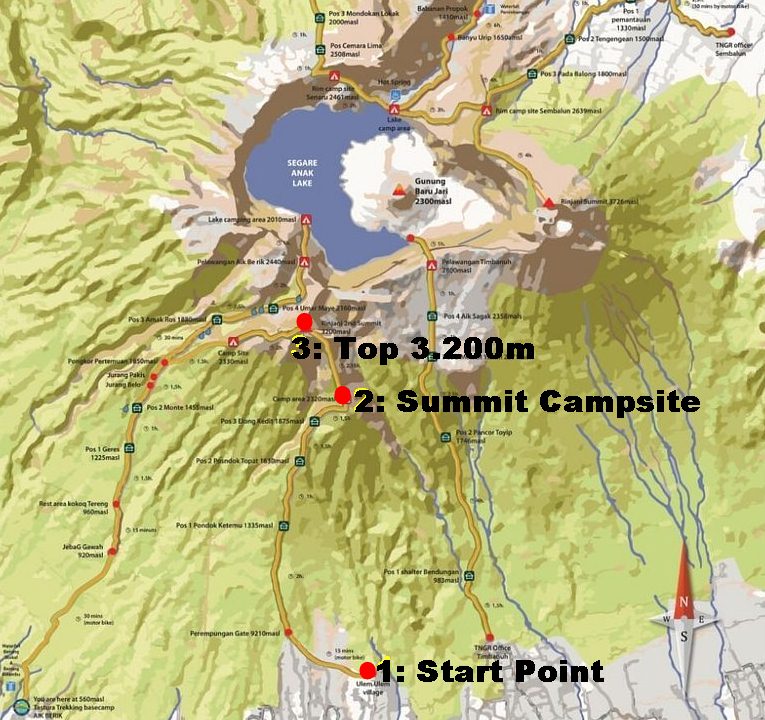 Tetebatu Mount Rinjani Trekking Map